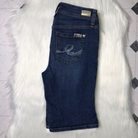 Seven7 Distressed Jean Bermuda Shorts - Blue - Size 4 - Picture 2 of 4